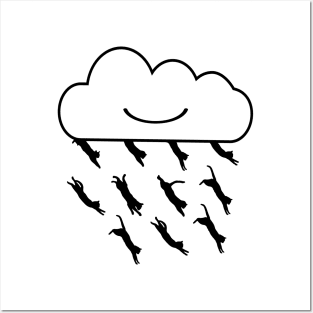 Funny Cats Rain | Cats Emerging from Clouds Posters and Art